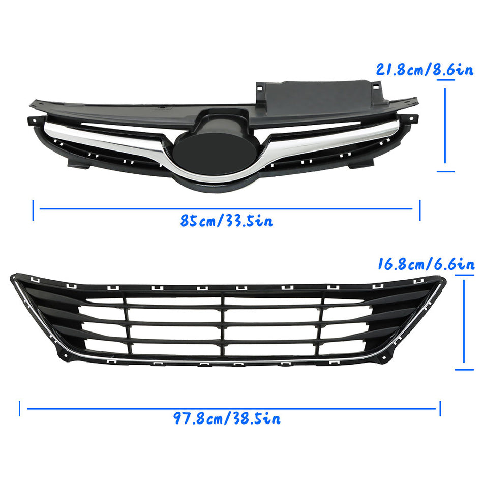 Labwork Upper Lower Grille W/Bumper Brackets Set For Hyundai Elantra 2014-2016