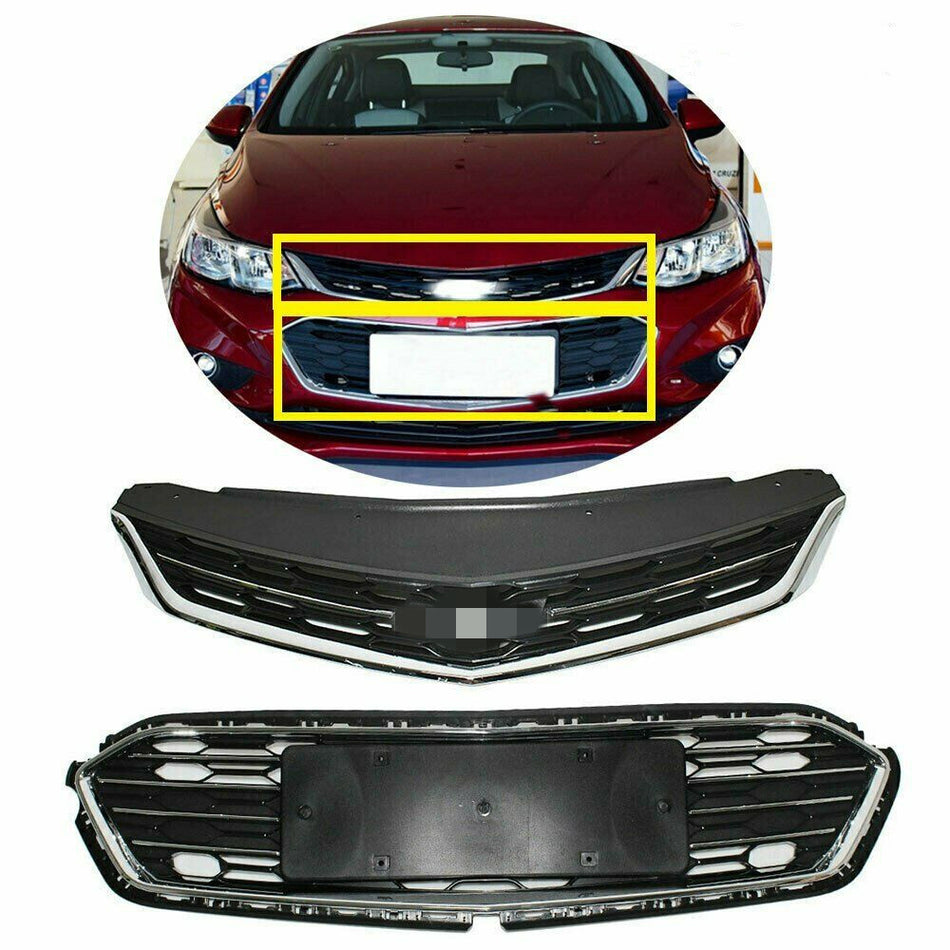 Labwork Front Bumper Upper+Lower Grille For Chevrolet Cruze 2016 2017 2018