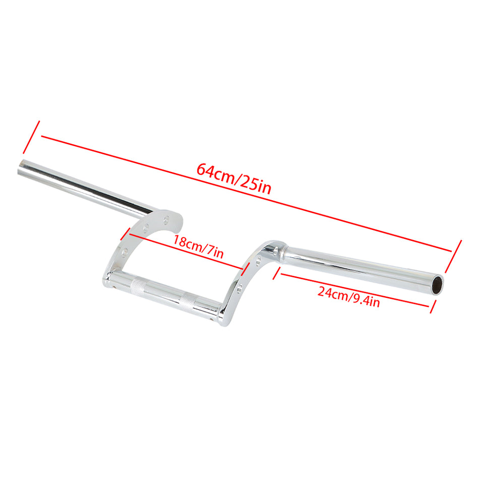 Chrome 1" Z Bar Drag Bars Handlebars For Motorcycle Softail Dyna Chopper Custom