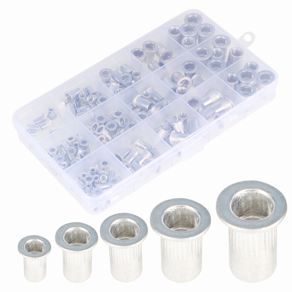 150 Pack Metric Aluminum Rivet Nut Kit Rivnut Nutsert Assort M3 M4 M5 M6 M8