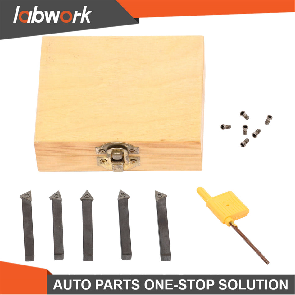 Labwork 5PC 1/4" Lathe Indexable Carbide Insert+Turning Tooling Bit Holder Set