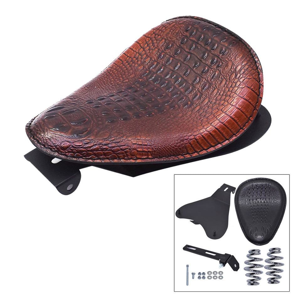 Motorcycle Crocodile Leather Saddle Solo Seat Spring Bracket for Yamaha Chopper