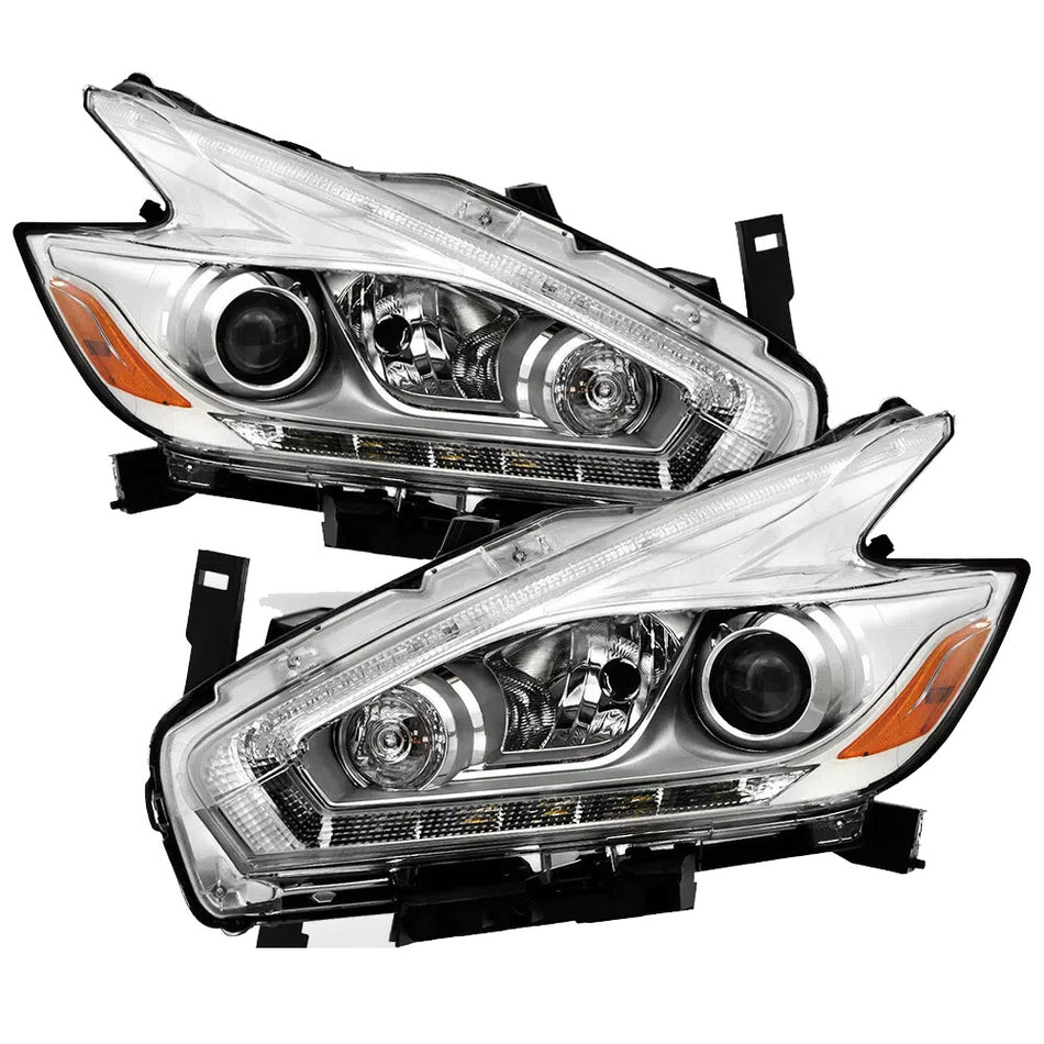 Labwork LH+RH Headlight For 2015-2018 Nissan Murano Halogen LED DRL Full Chrome