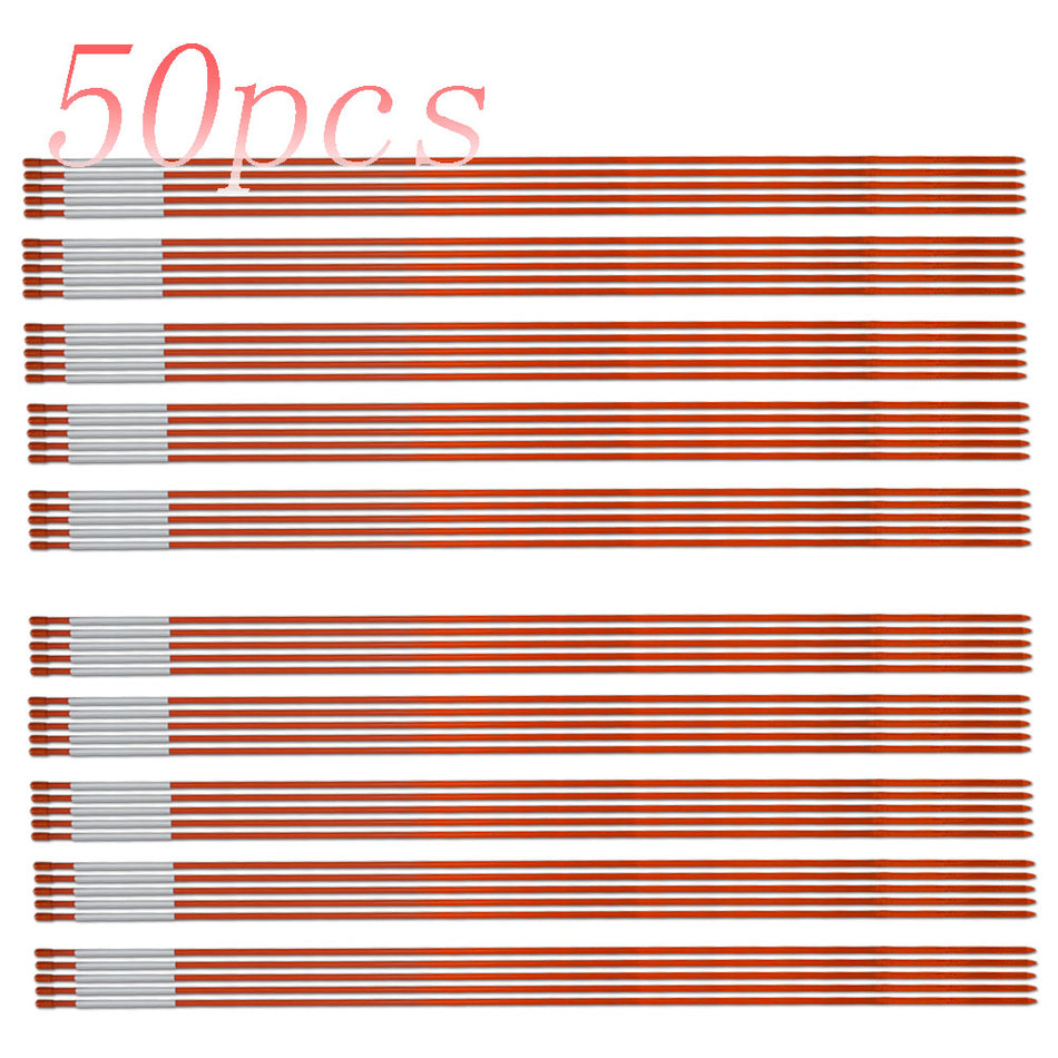 Orange Reflective Markers Driveway Markers Snow Stakes 5/16" Diameter 48In 50Pcs