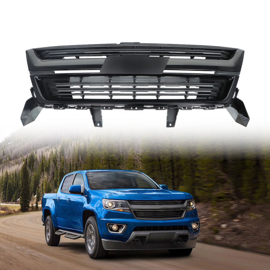 Labwork Front Bumper Upper Grille For 2015-2019 Chevrolet Colorado Gloss Black
