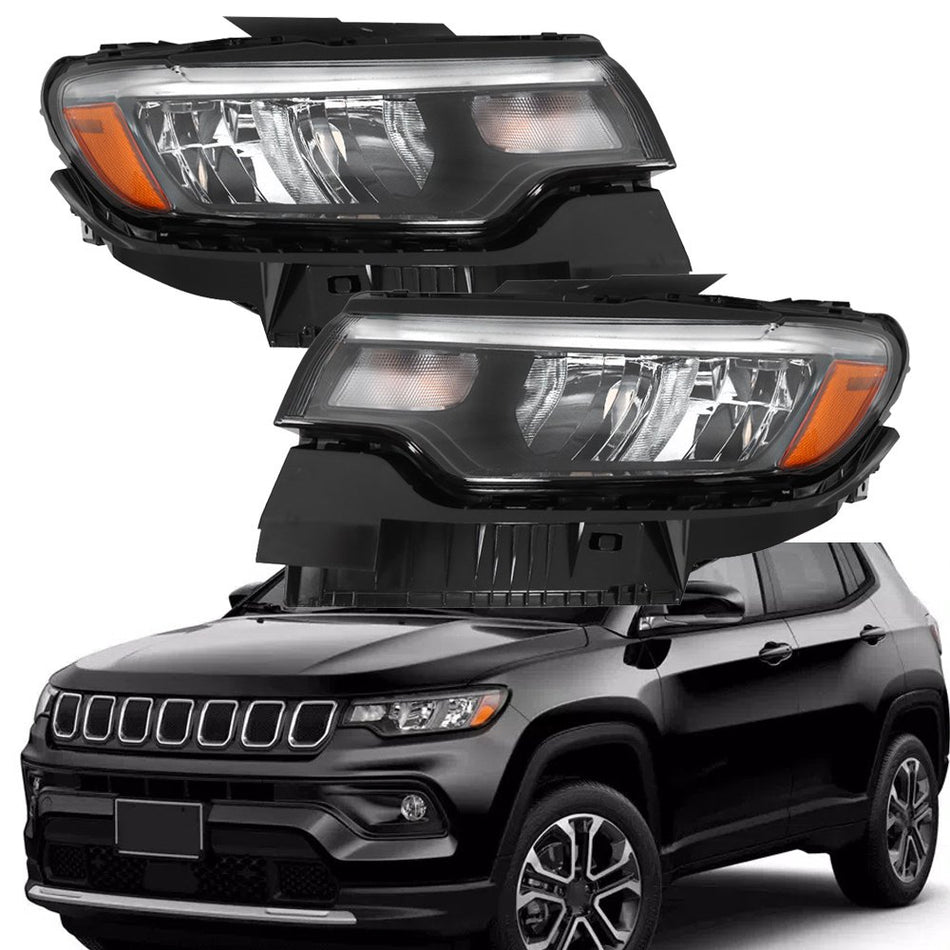 Labwork Left+Right Headlight For 2022-23 Jeep Compass LED&Halogen Headlamp Assy