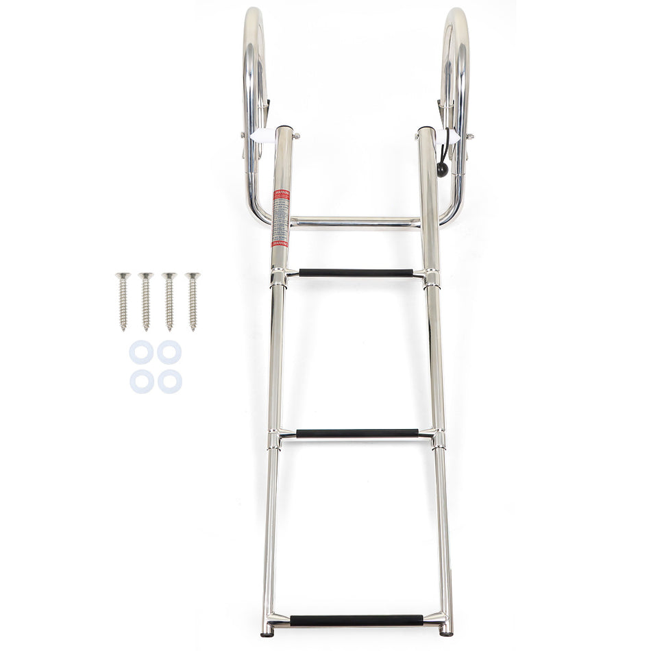 3 Steps Boat Ladder Stainless Steel in-Board Telescoping Folding Dock Ladder