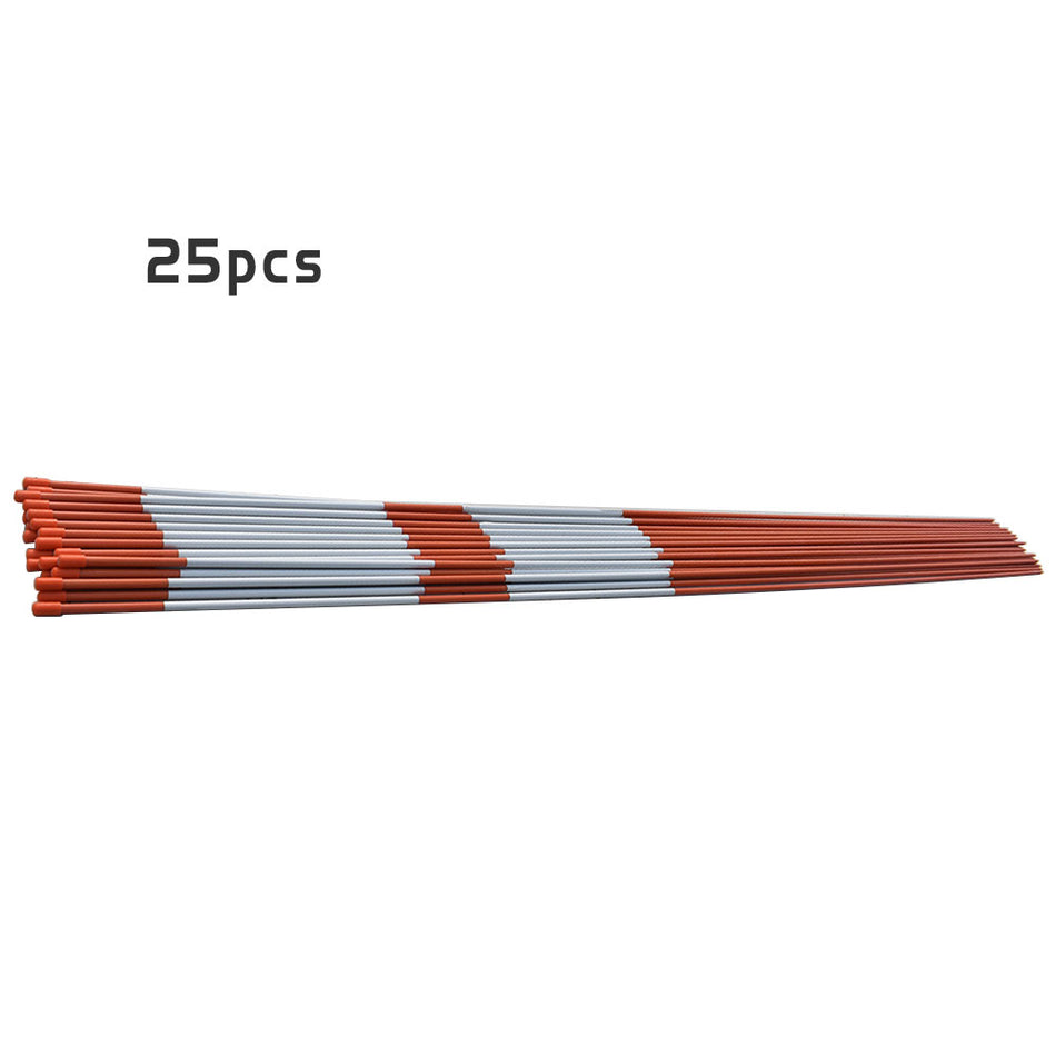 25Pack 6ft Reflective Markers 5/16" Diameter Driveway Markers Snow Stakes Orange