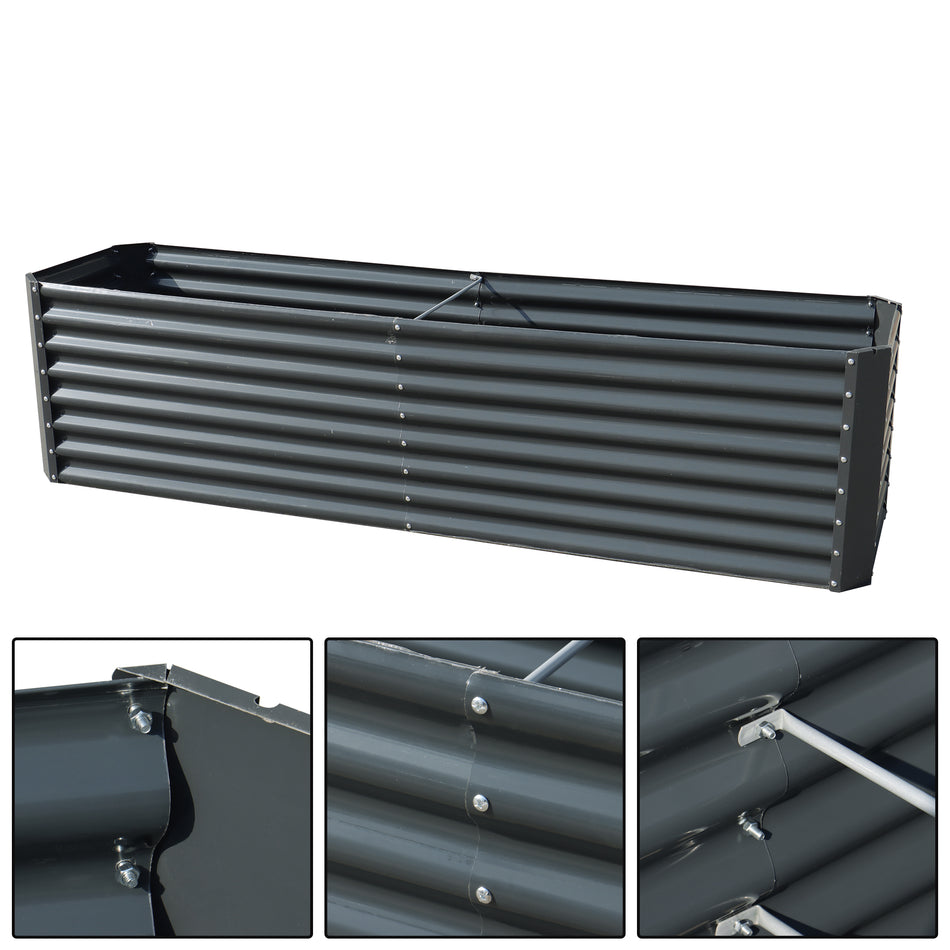 6x3x2ft/8x2x2ft Metal Galvanized Raised Garden Bed Dark Grey Planter Box Outdoor