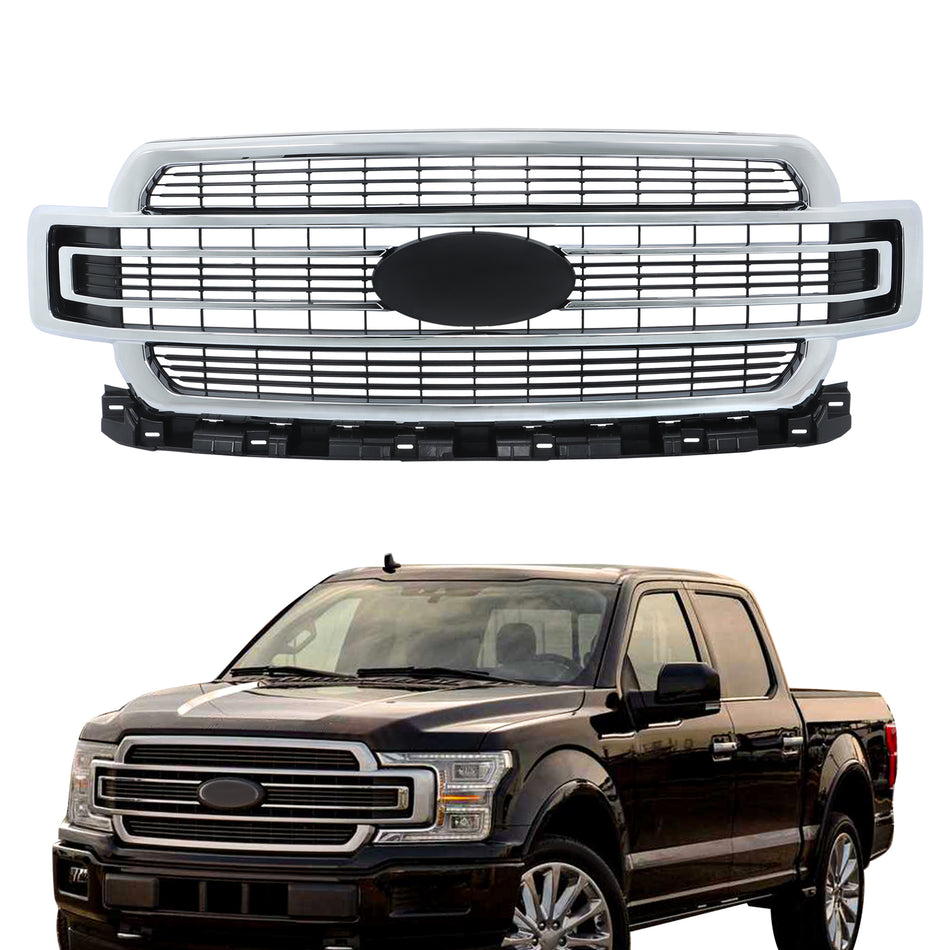 Labwork Front Upper Grille Chrome For 2018-2020 F150 Limited JL3Z8200RA
