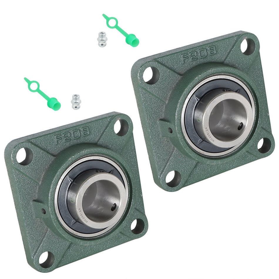 UCF208-24 Pillow Block Flange Bearing 1-1/2" Bore 4 Bolt Solid Base (2PCS)