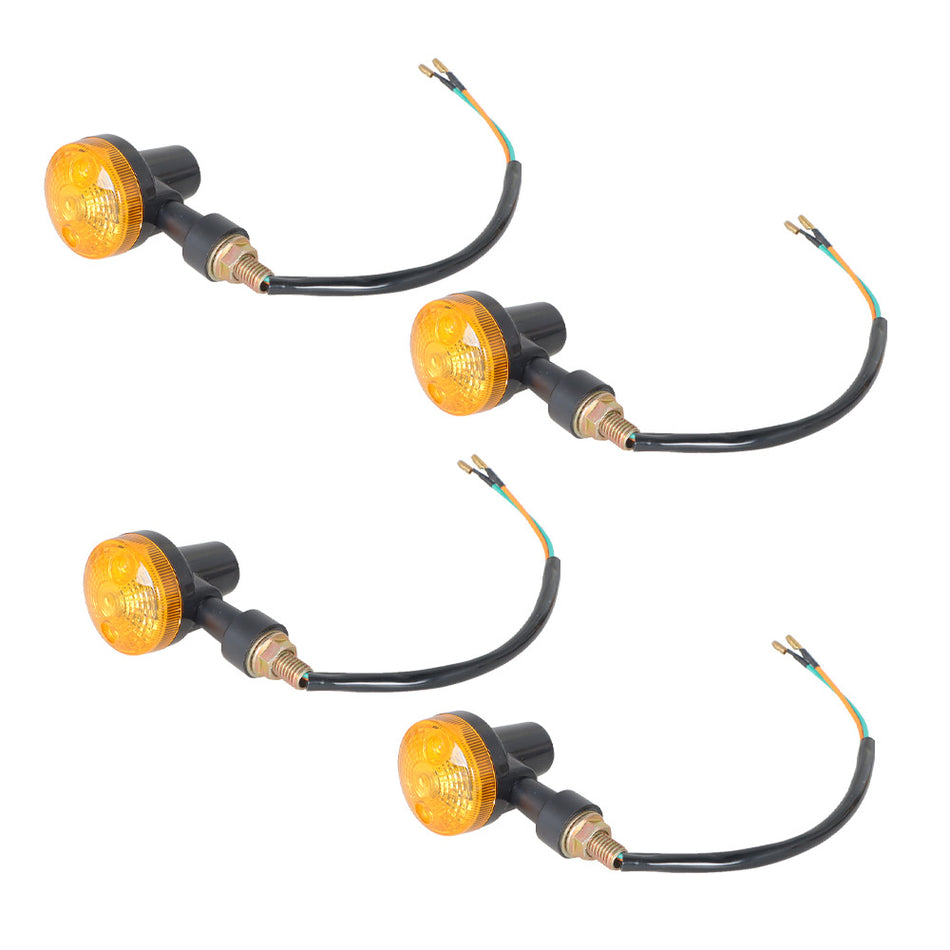 4× Motorcycle Turn Signals Blinker Light Black Amber For Yamaha Kawasaki Honda