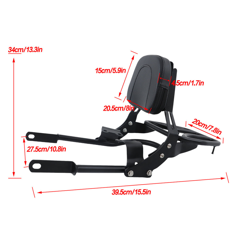 Backrest Sissy Bar w/ Luggage Rack For Bonneville 2016-2024 T100 T120/Black