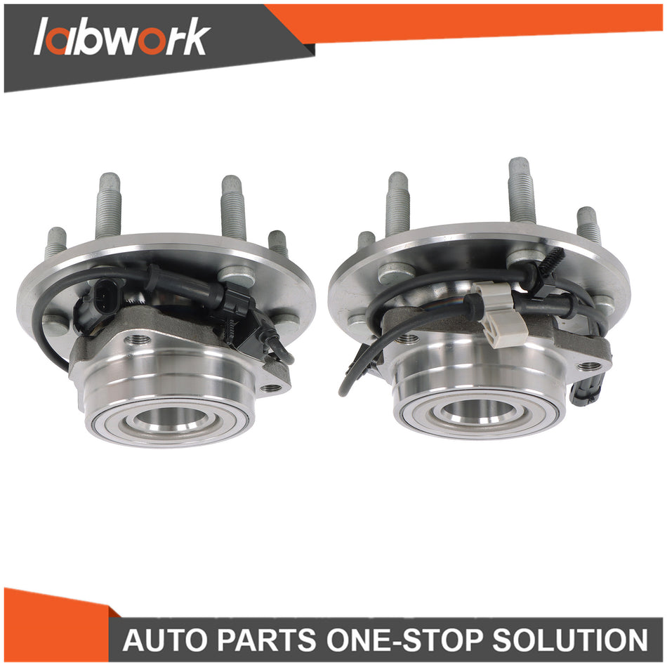 Labwork Pair Front Wheel Hub & Bearing 2002-2006 for Cadillac Escalade AWD 6Lug