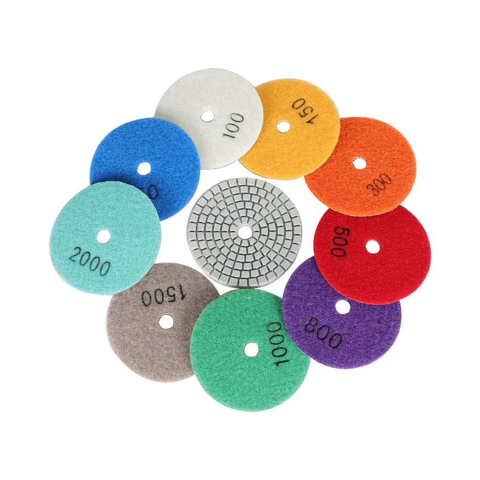 11Pack Diamond Polishing Pads Kit 10Pcs 3" Wet/Dry Polishing Kit + 3" Backer Pad