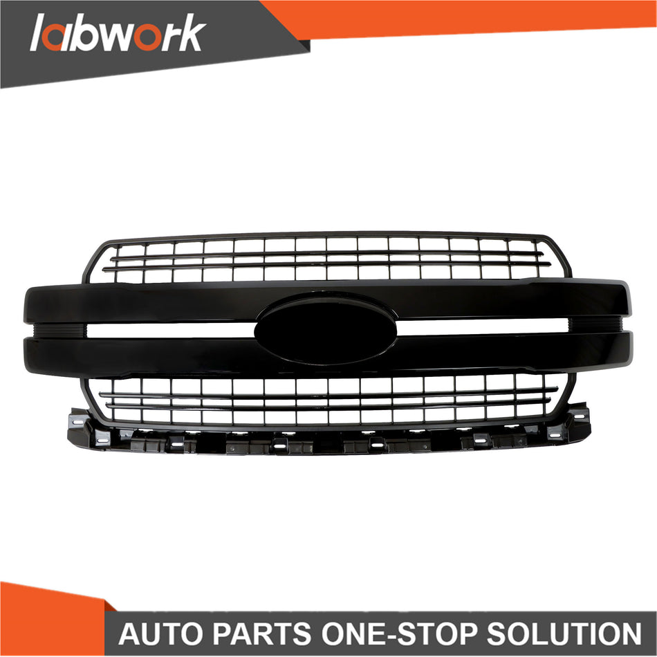 Labwork Front Bumper Grille Grill For Ford F150 Lariat 2018-2020 Gloss Black