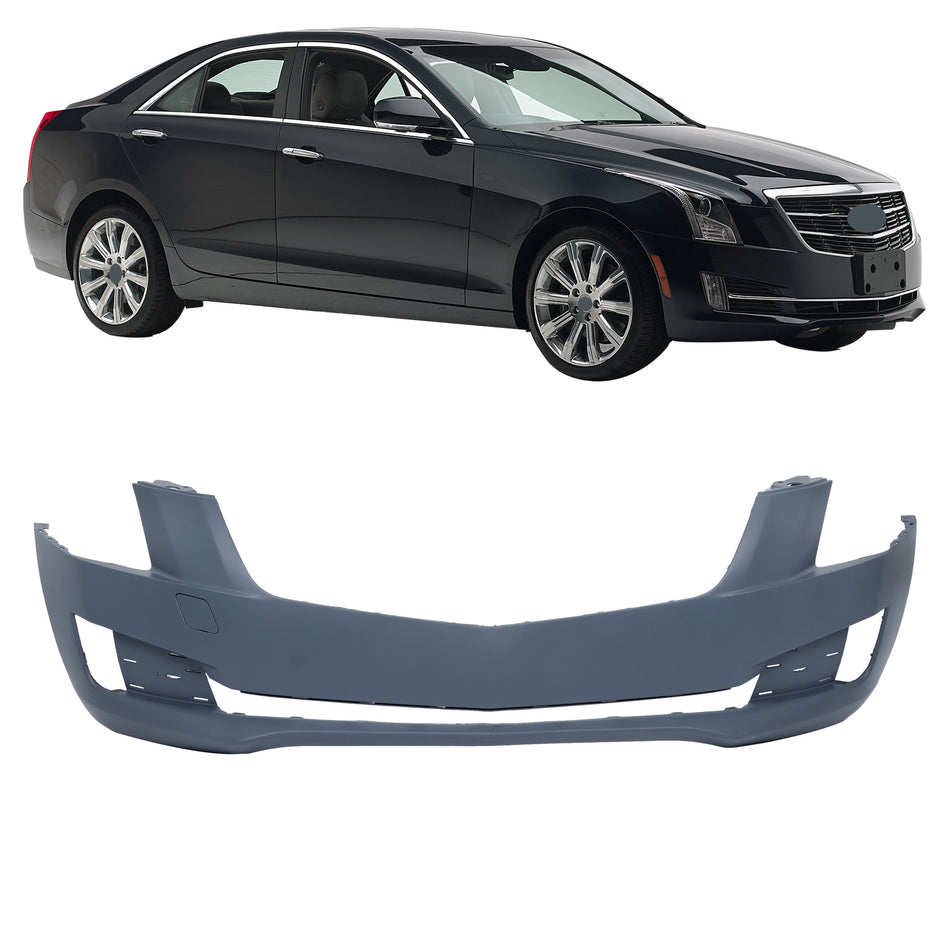 Labwork Front Bumper Cover For 2013-14 Cadillac ATS w/o Park Assist Sensor Holes