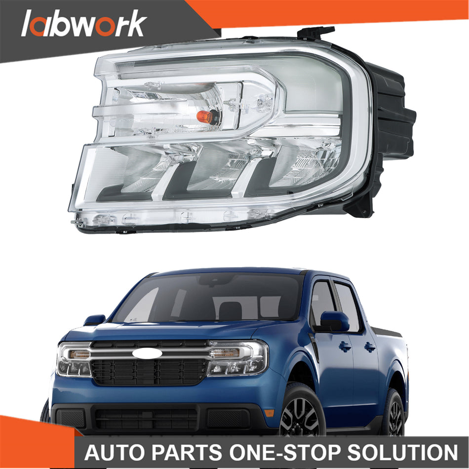 Labwork LED Headlight Chrome W/ LED DRL For 2022-2024 Ford Maverick Lariat Left