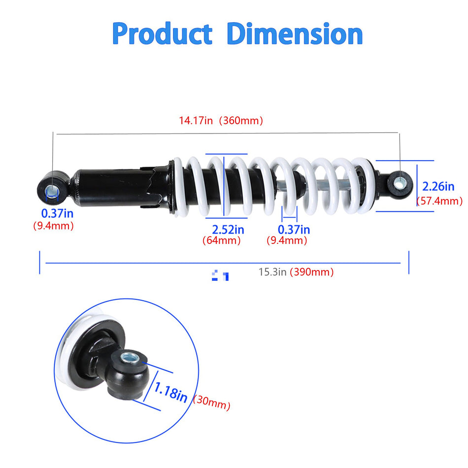 360mm 14" Rear Shock Absorber For ATV Quad Buggy Pit Dirt Bike 110cc 125cc 150cc