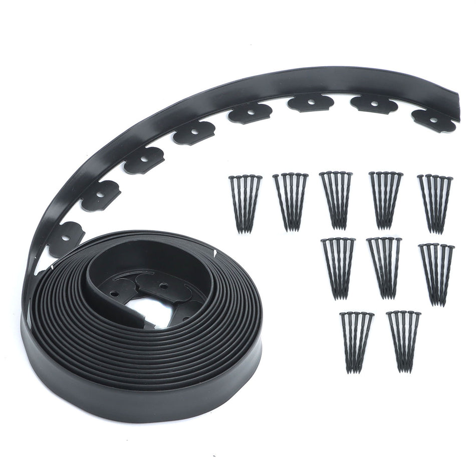 Landscape L-shaped Lawn Garden Edging Kit 40FT Flexible Border Paver & 50 Stakes