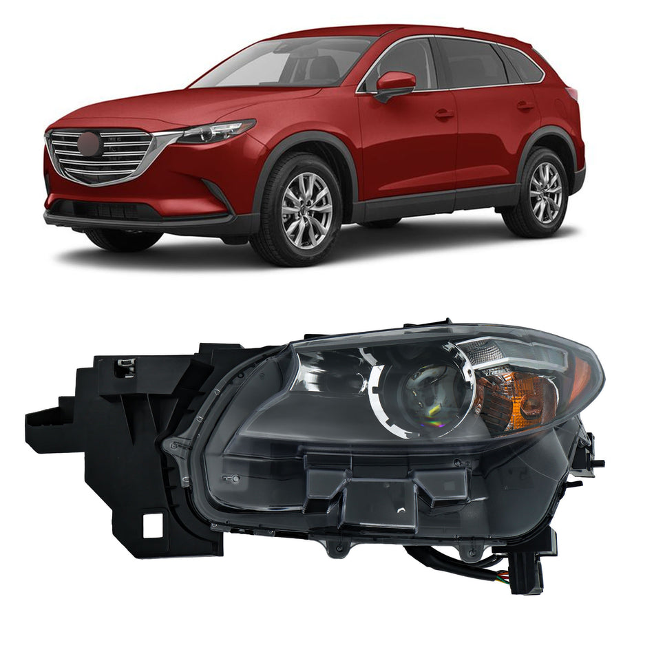 Labwork Left LED&Halogen Headlight For 2016-2023 Mazda CX-9 Black w/o AFS Model