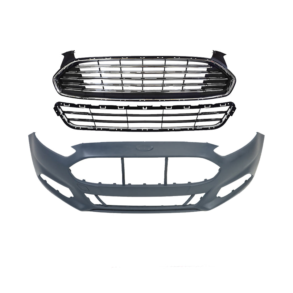 Labwork Front Upper ＆ Lower Grille ＆ Bumper Cover For 2013-2016 Ford Fusion