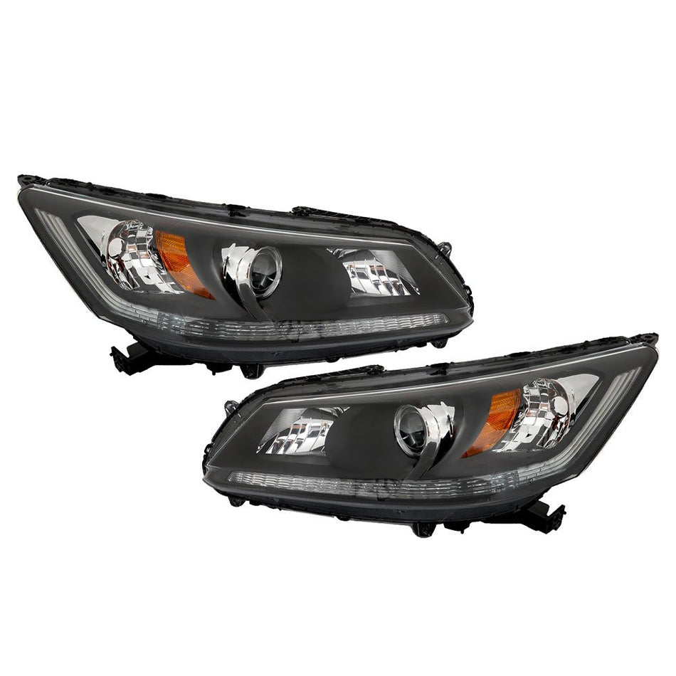 Labwork Headlights Headlamps Halogen For 2013-2015 Honda Accord Black Right Left