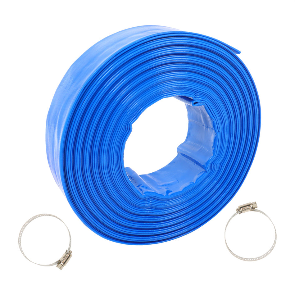 2" x 100 ft Pool Backwash Hose Blue PVC Lay Flat Water Discharge Pump Hoses