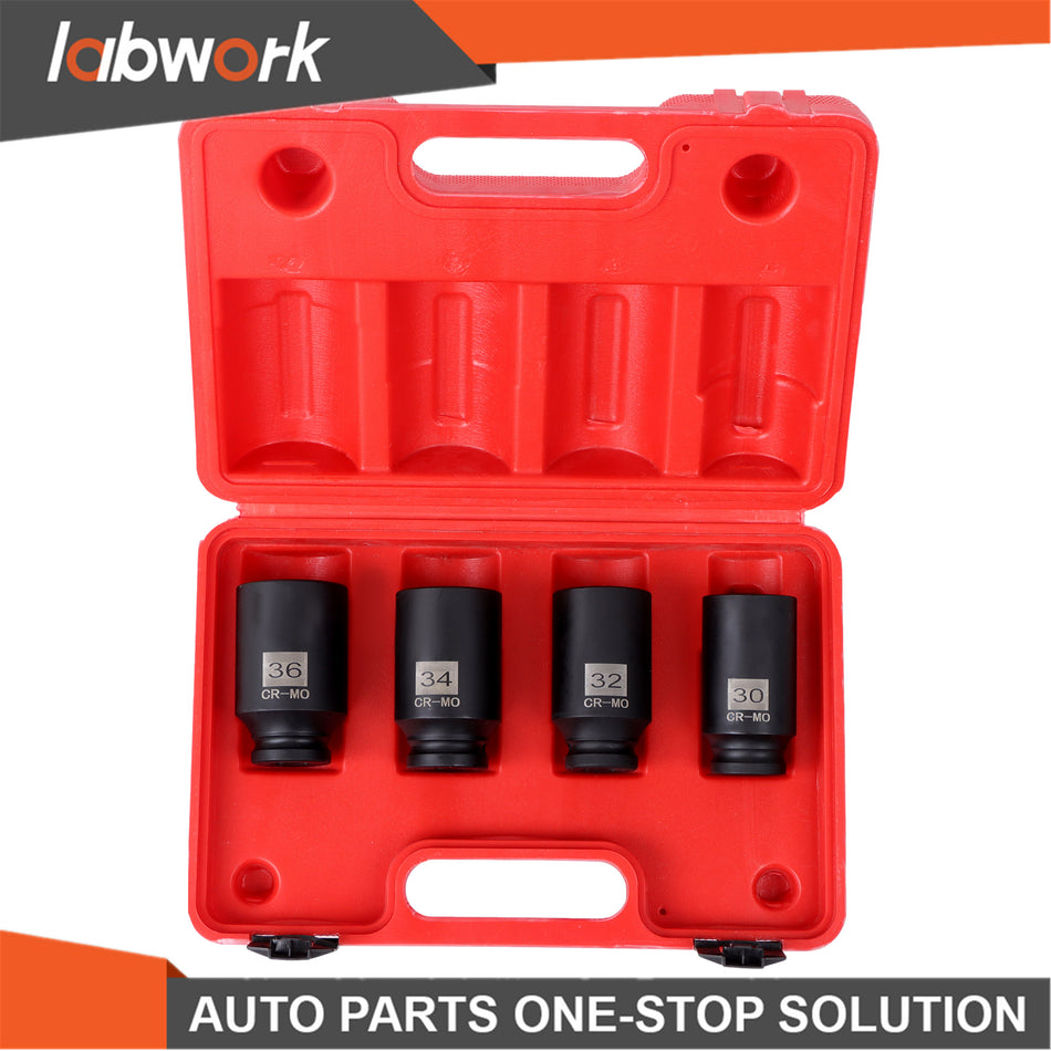 12 Point 30 32 34 36mm 1/2" Drive Deep Spindle Axle Nut Impact Socket Set