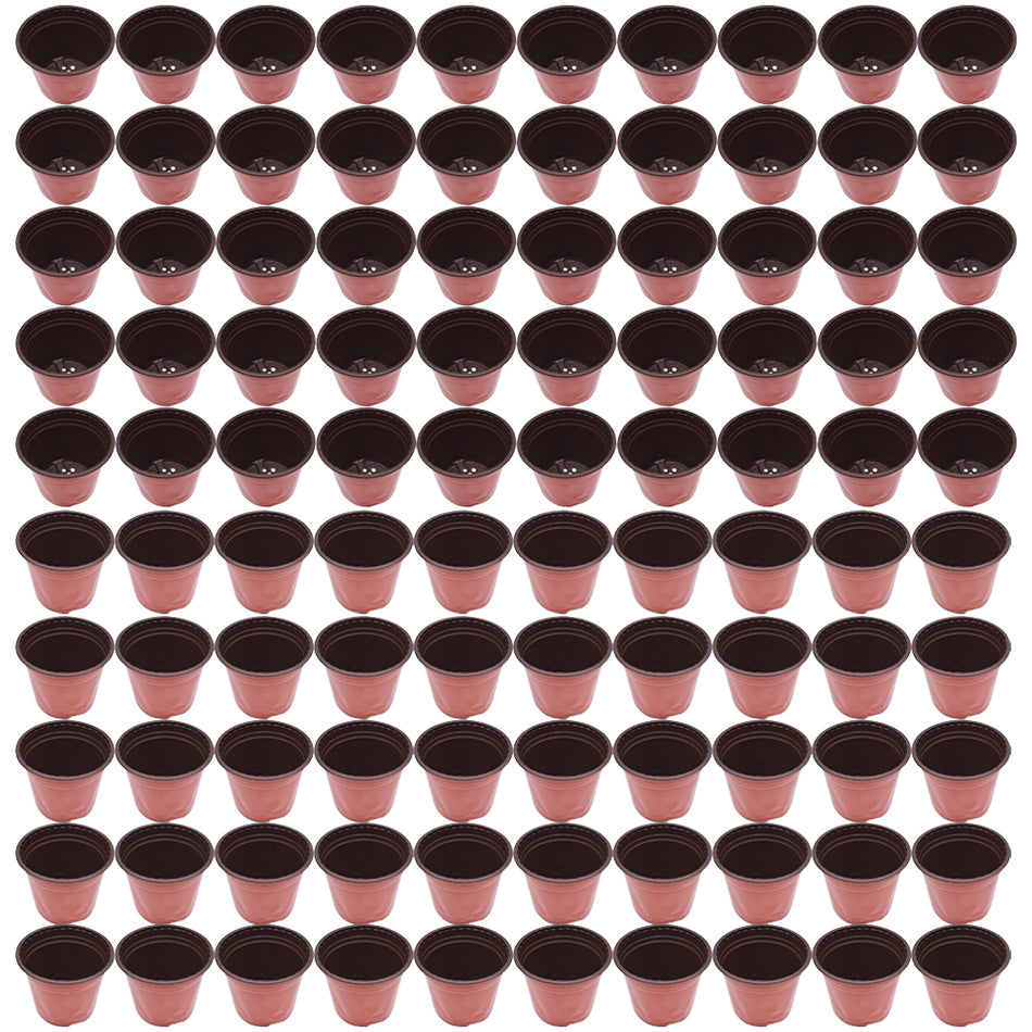 100Pcs Plastic Plant Flower Pots Nursery Seedlings Pot Container Growing Seed Up