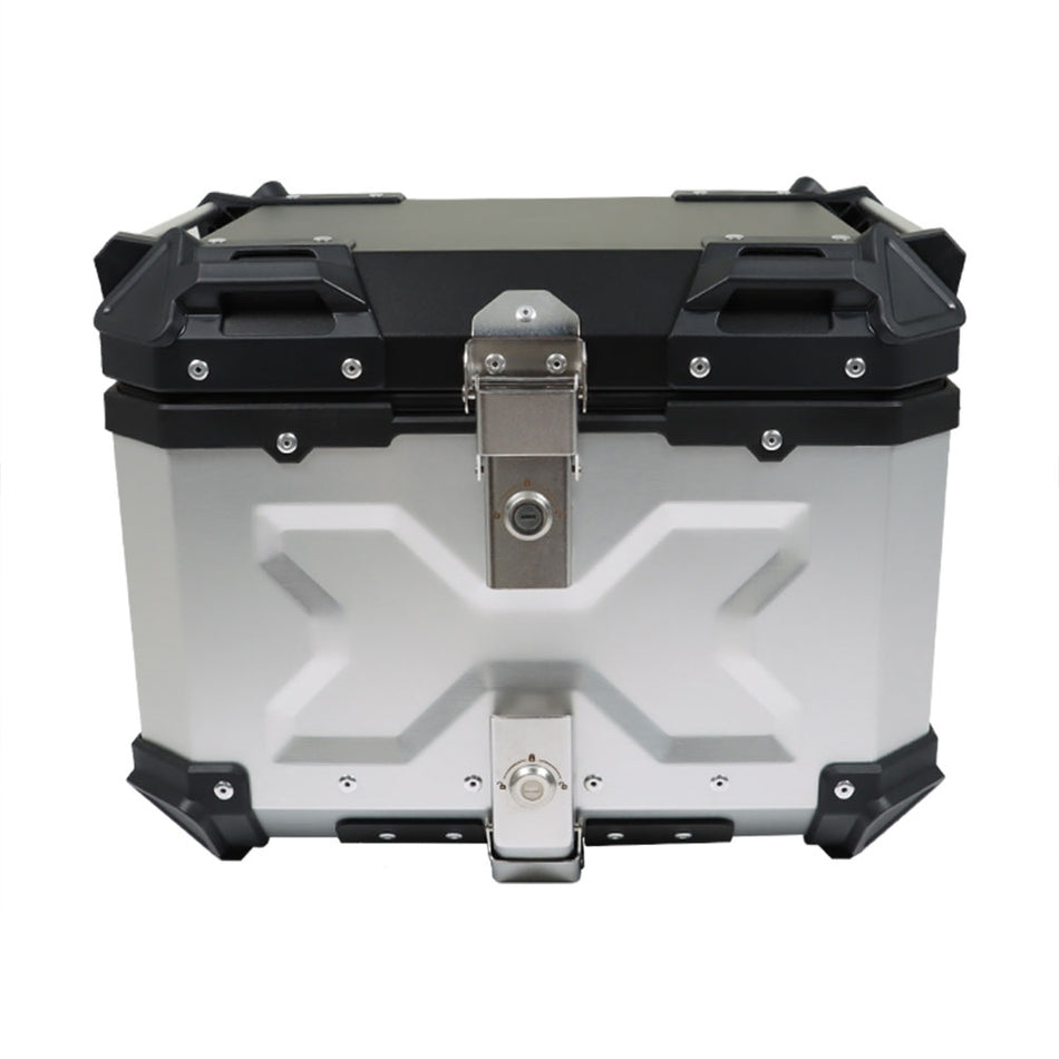 Silver Motorcycle Luggage Waterproof Tail Box Top Case Scooter Trunk Storage 45L