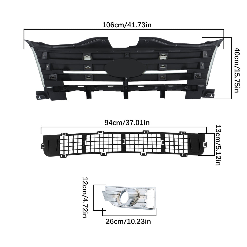 Labwork Bumper Grille Assembly + Fog Lamp Molding Left & Right For Edge 07-10