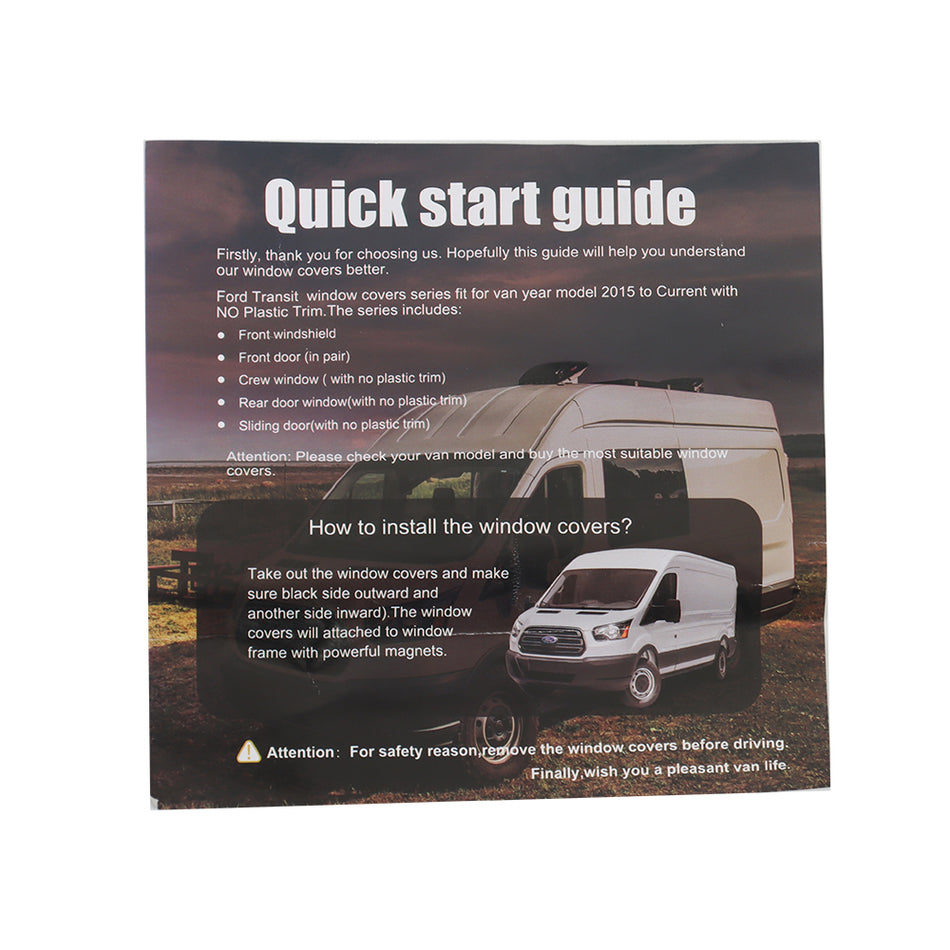 Labwork Blackout UV Protection Crew Window Cover For 2015-2023 Ford Transit Van