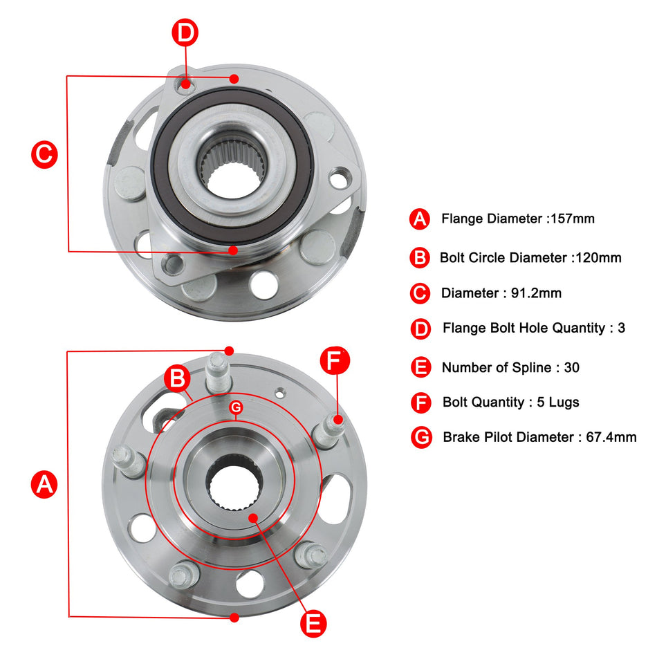 Labwork Front or Rear Wheel Bearing and Hubs for Chevy Malibu Equinox Impala GMC