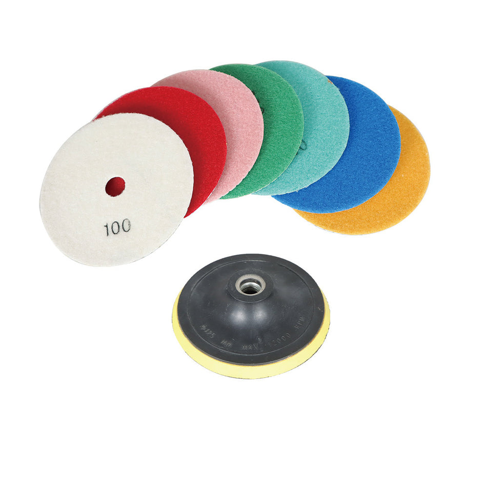 For Marble Quartz Stone Polishing 5Inch Diamond Polishing Pads Wet/Dry Set 8 Pcs