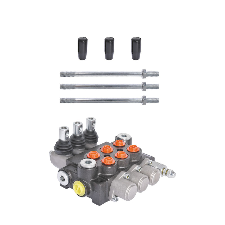 3 Spool Hydraulic Control Valve Double Acting 13 GPM 3600 PSI SAE Ports New！
