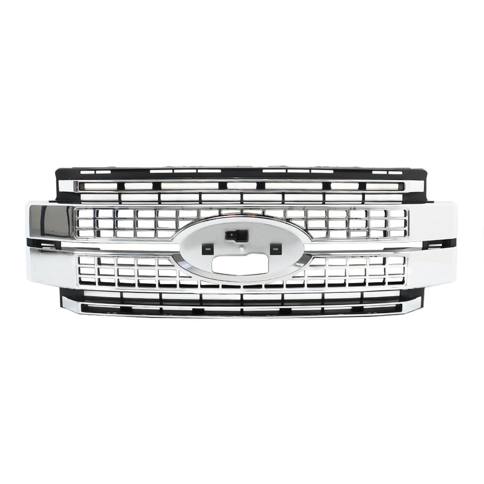 Labwork Front Grille For 2017-19 Ford Super Duty F-250 F-350 F-450 Chrome&Black