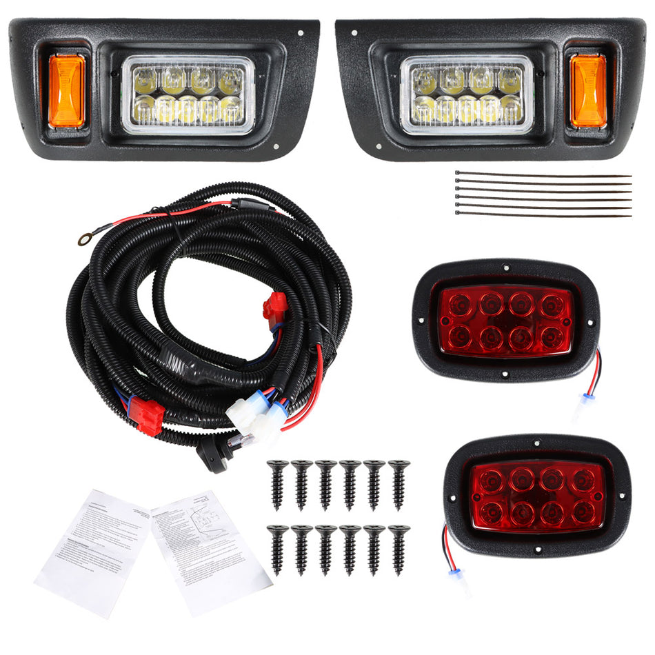LED Headlights/Tail Lights Kit Adjustable Fits For Club Car DS G&E Golf Cart 93+