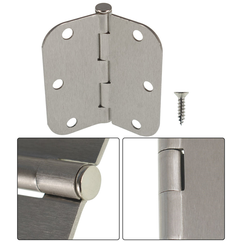 50 Pack 3.5Inch x 3.5Inch 2.2mm Satin Nickel Door Hinges 5/8" Radius Corners