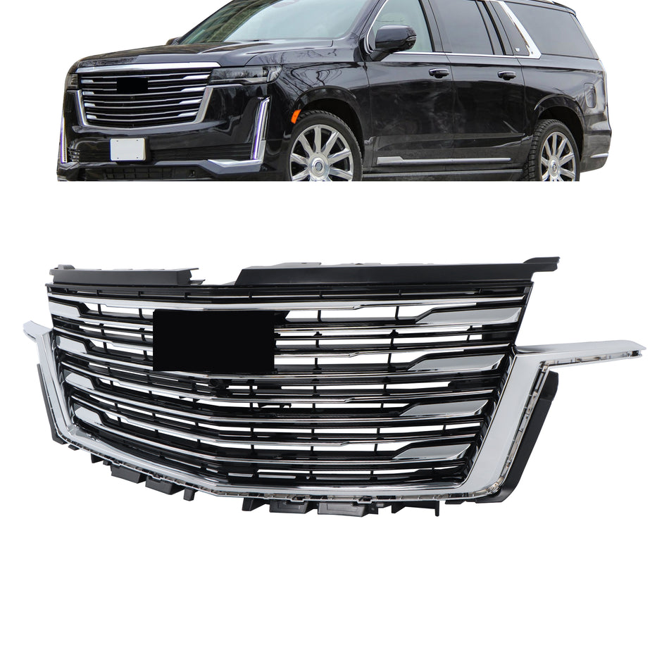 Labwork Front Bumper Upper Grille For 2021-2023 Cadillac Escalade Chrome Plastic