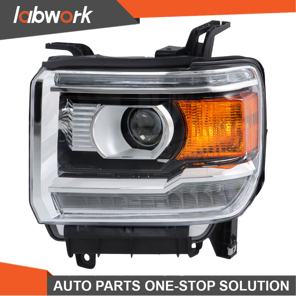 Labwork HID w/LED DRL Headlight For 2016-2019 GMC Sierra 2500HD/3500HD Driver