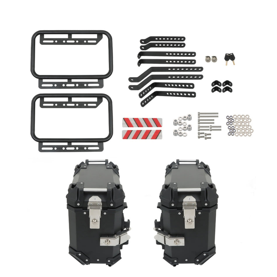 Motorcycle 36L Side Case Hard Saddlebag + 45L Top Case Tail Box Luggage