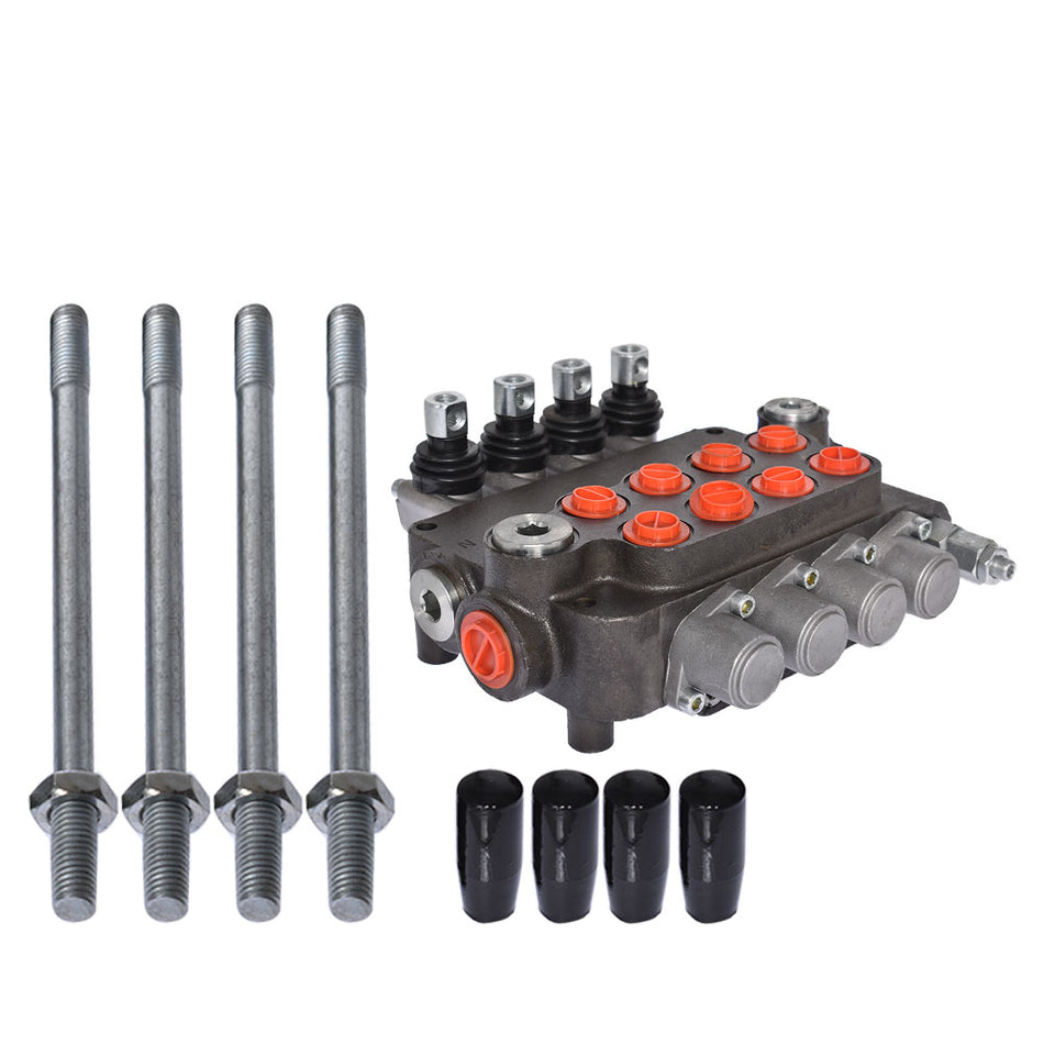 21 GPM 3600 PSI SAE Ports 4 Spool Hydraulic Control Valve Double Acting