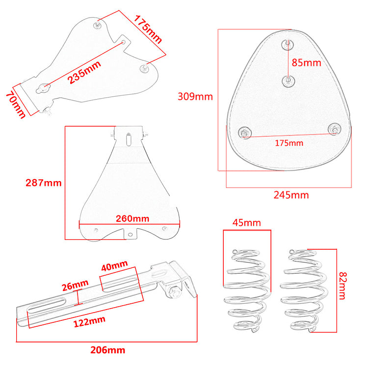 Motorcycle Crocodile Leather Saddle Solo Seat Spring Bracket for Yamaha Chopper
