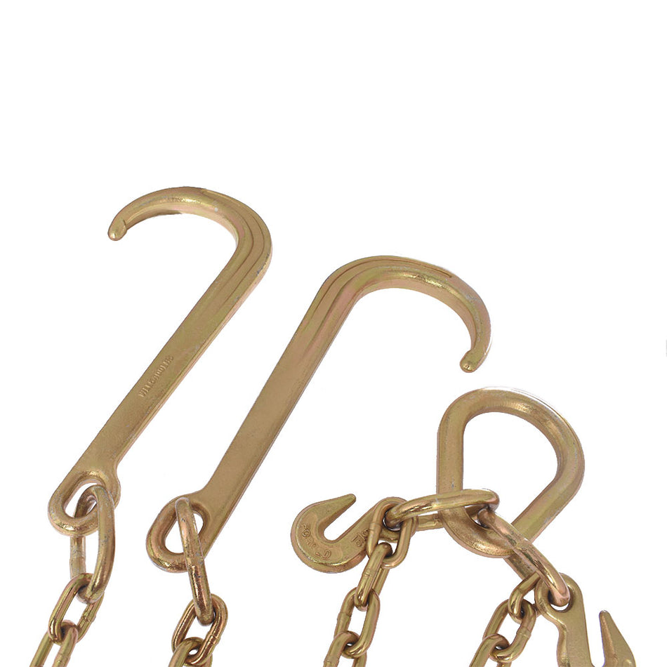 Flatbed Truck Rollback Wrecker Carrier 5/16" X 2' G70 Tow Chain J-Hooks V-Chain