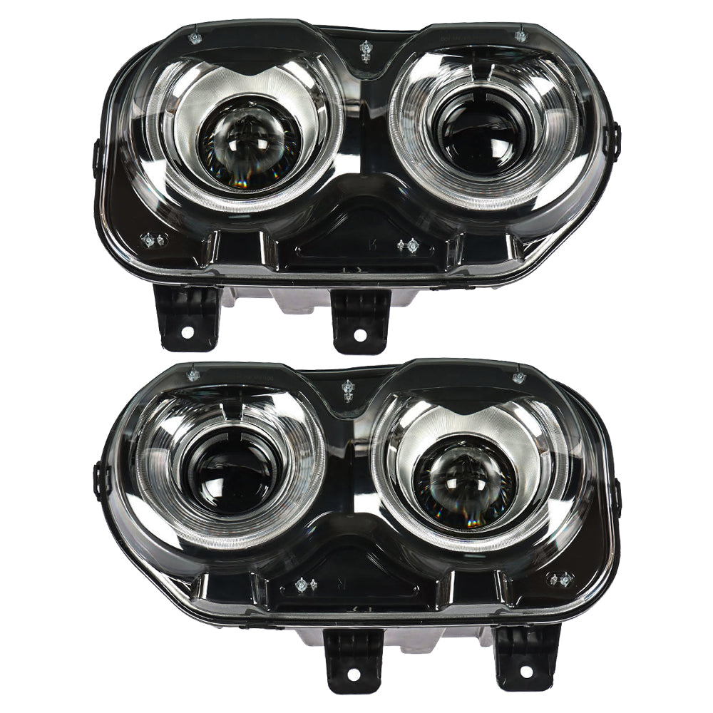 Labwork Headlamp For 2015-18 Dodge Challenger Black Halogen With LED Right&Left