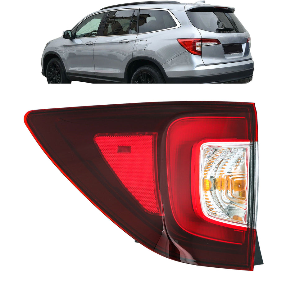Labwork Left/LH Tail Light For Honda 19-22 Pilot 22-23 Passport Outer Red Chrome
