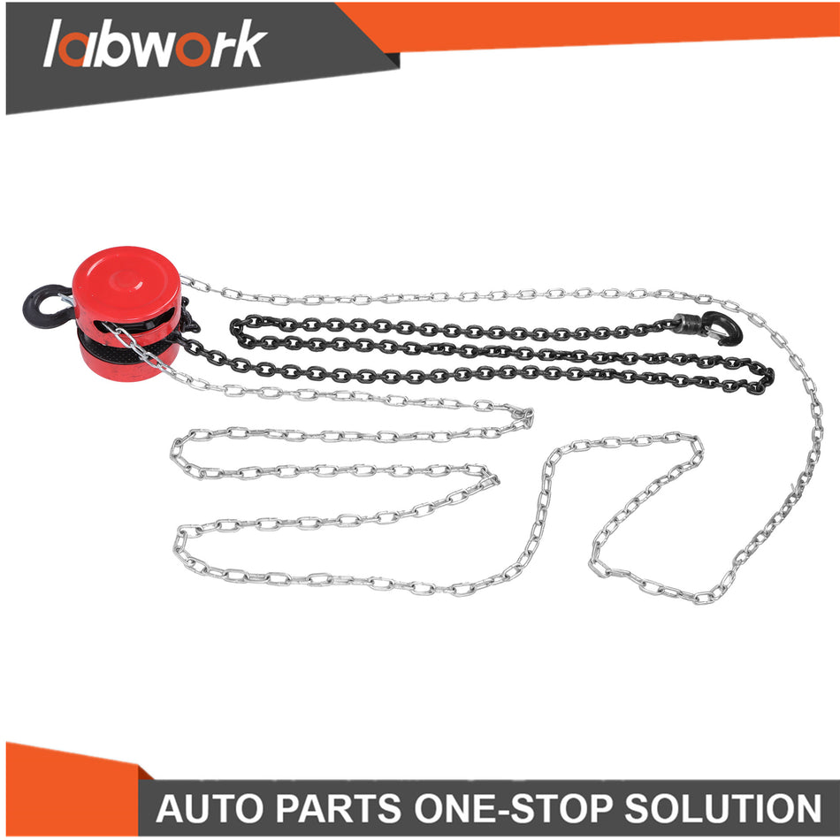 Labwork 2200lbs Capacity 10ft Lift Manual Steel Chain Hoist W/ 360° Swivel Hooks