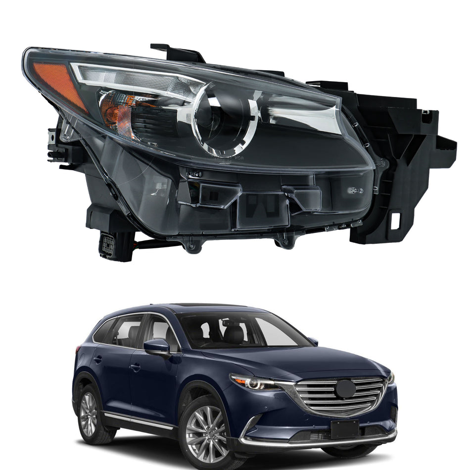 Labwork Right LED&Halogen Headlight For 2016-2023 Mazda CX-9 Black w/o AFS Model