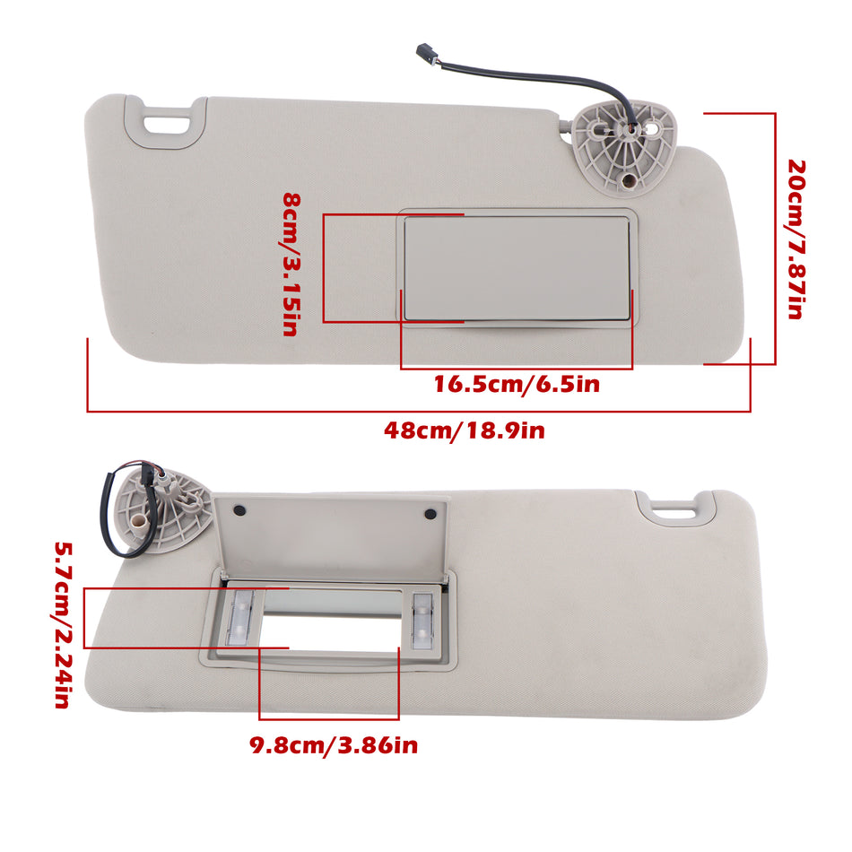 Labwork Left Driver Sun Visor Gray W/Lights Mirror For 2019-2024 Nissan Altima